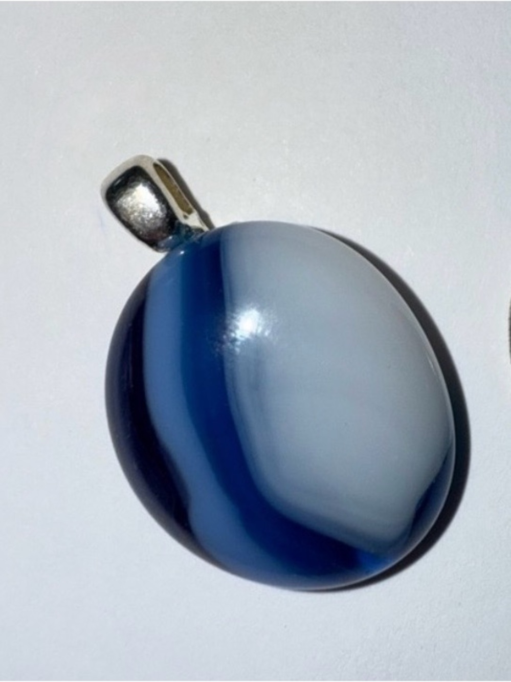 Blue and White Glass Pendant